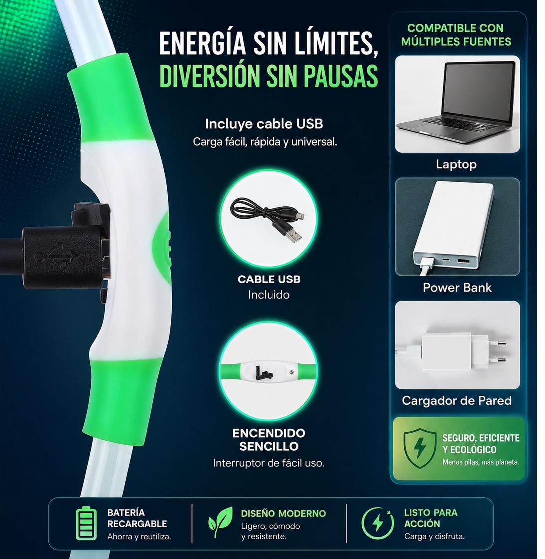 Collar luminoso recargable para perros pequenos medianos y grandes